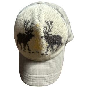 VTG Gap Flannel Woven Deer Ball Cap Brown Plaid Winter Vintage Holiday Country